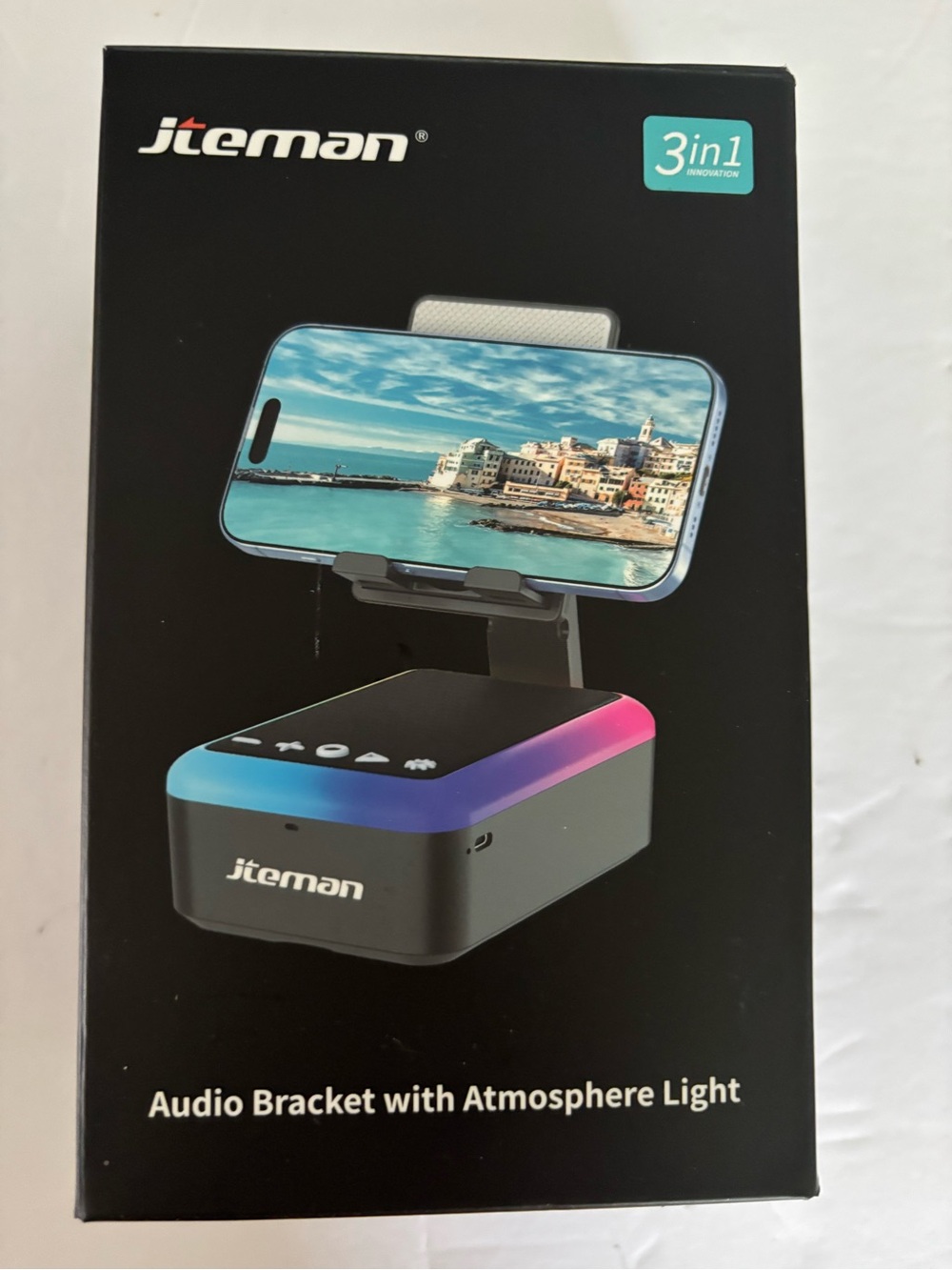 Jteman 3-in-1 Audio Bracket with Atmosphere Light - Black with Lights